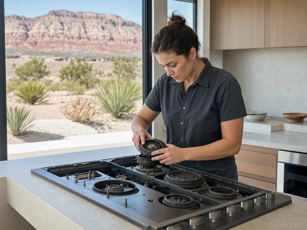 Gas burner service during an appliance repair visit in Las Vegas, Nevada