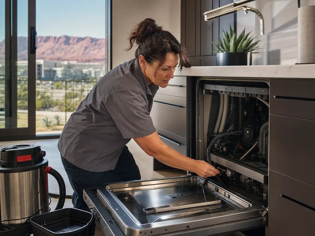Dishwasher drainage service during an appliance repair visit in Las Vegas, Nevada