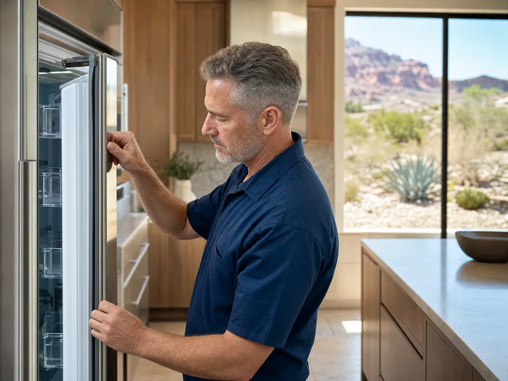 Door seal inspection during an appliance repair visit in Las Vegas, Nevada