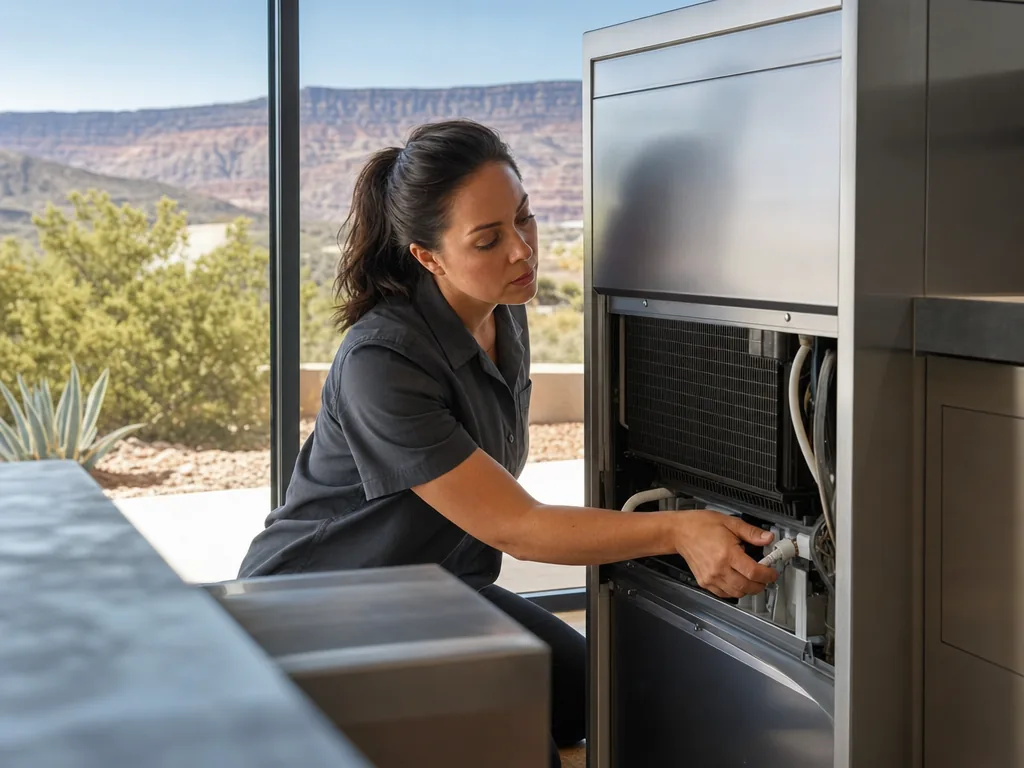 Ice maker and water line during an appliance repair visit in Las Vegas, Nevada