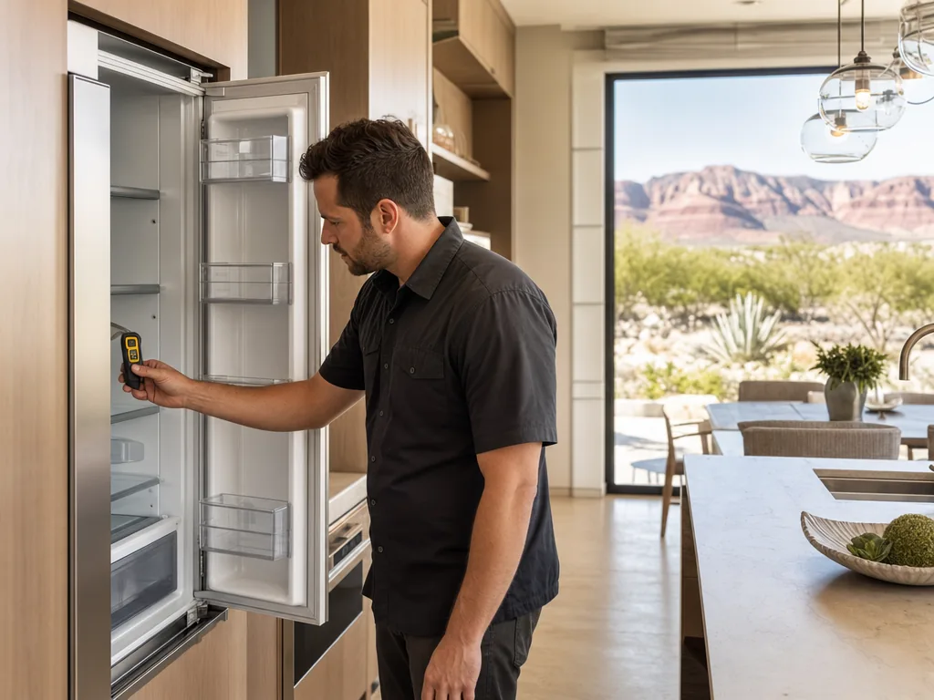 Refrigeration diagnostics during an appliance repair visit in Las Vegas, Nevada