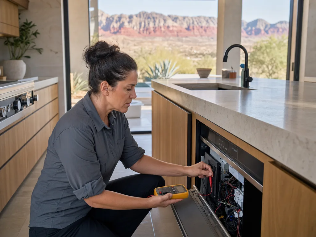 Diagnostic at the service panel during an appliance repair visit in Las Vegas, Nevada